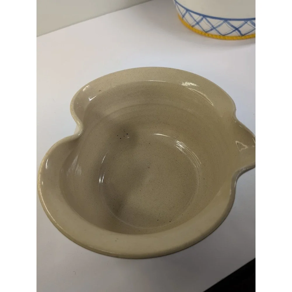 Marshall Pottery TX Cobalt Stripes Heart Batter Mixing Bowl MAGNOLIAS 10